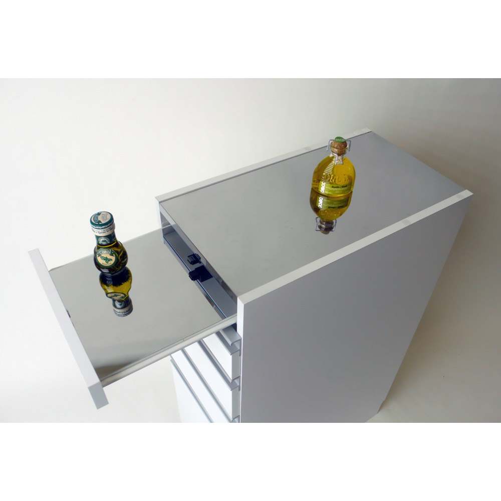 幅15奥行55高さ85cm］ダブルステンレス天板隙間収納庫 日本製 光沢