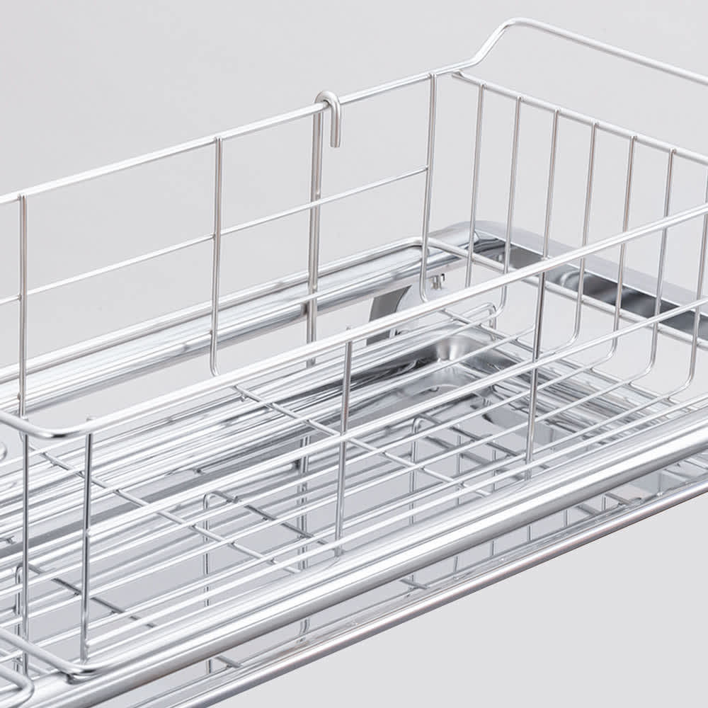 手前がすっきり伸長式シンク上ステンレス水切り1段（幅84～104cm