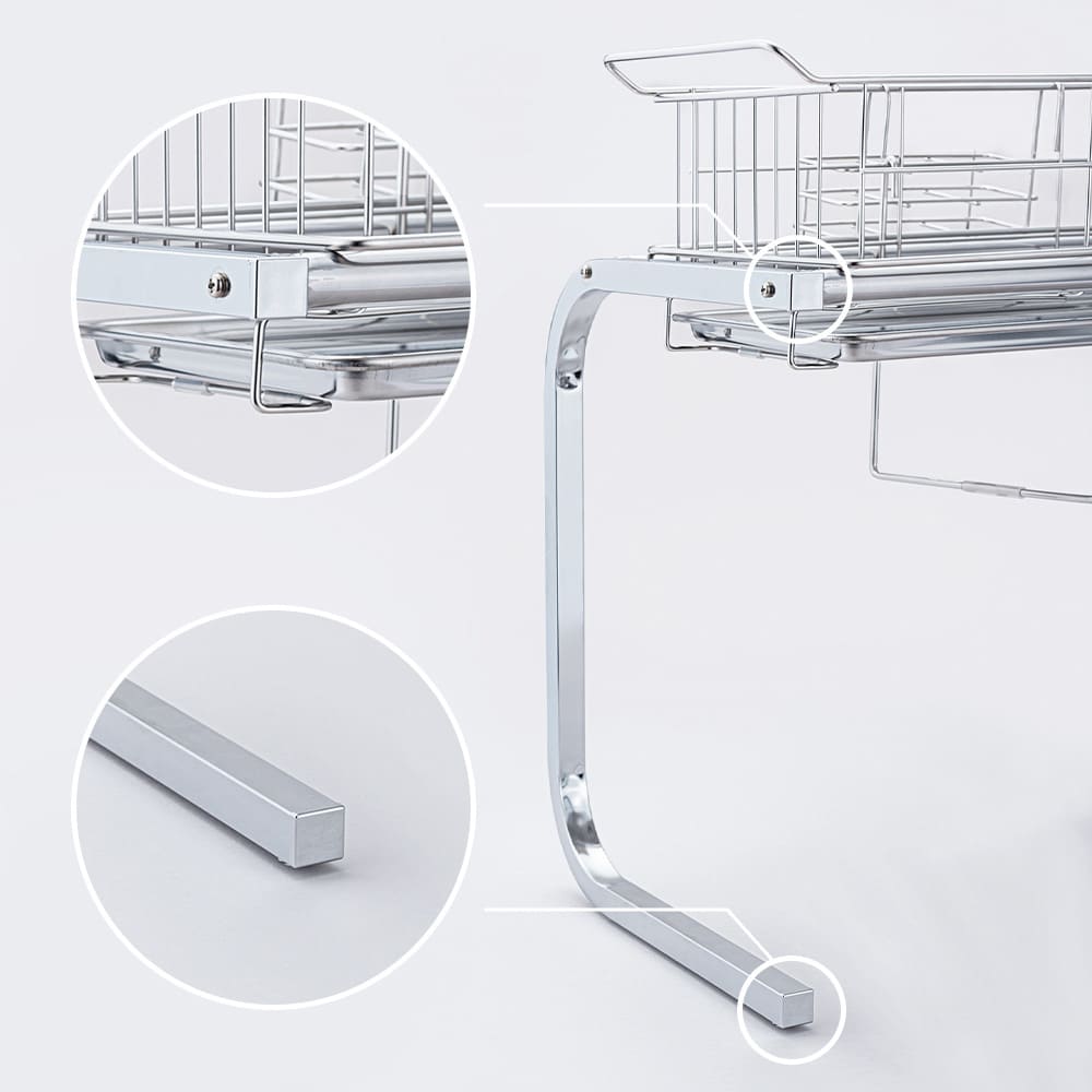 手前がすっきり伸長式シンク上ステンレス水切り1段（幅84～104cm