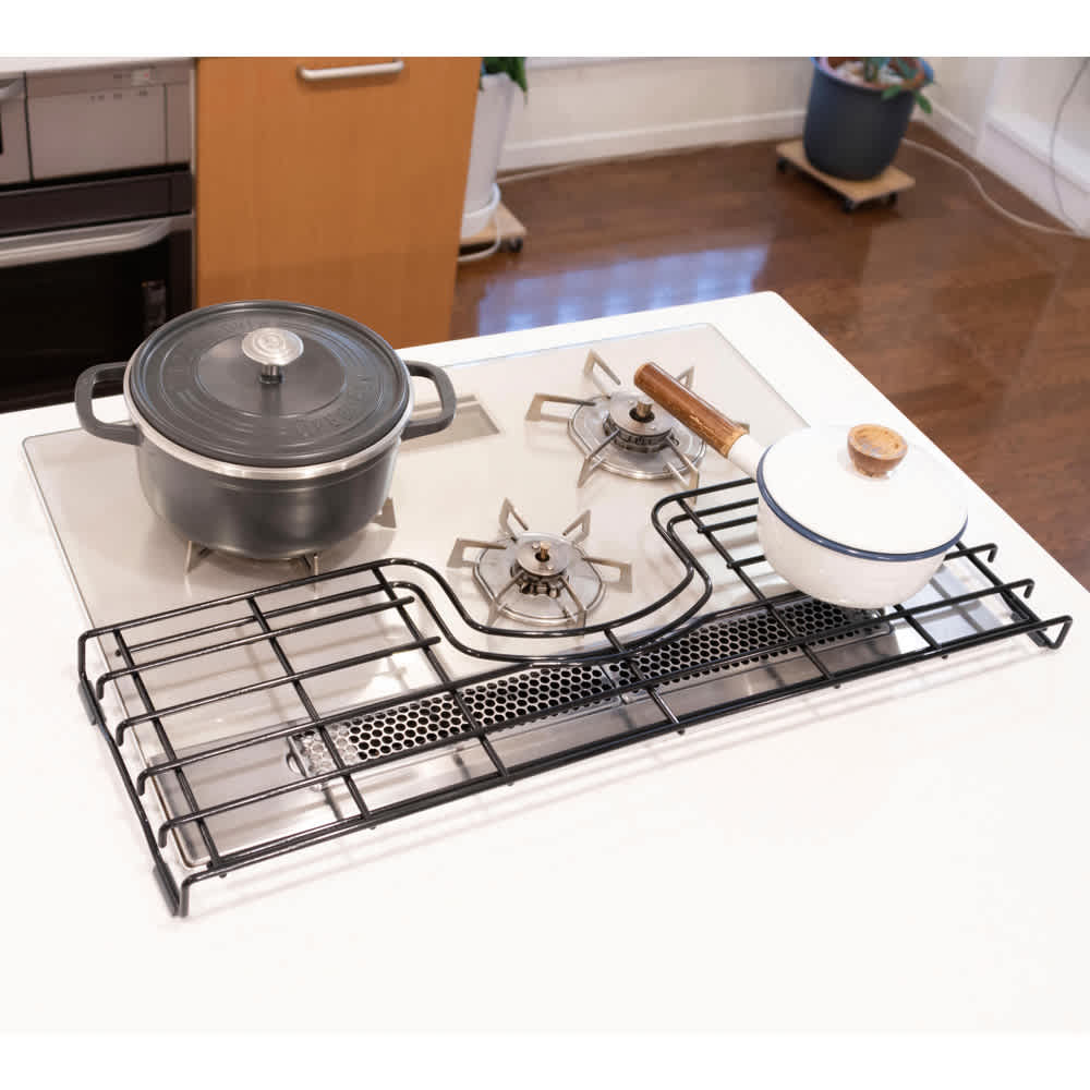 耐荷重20kgのホーロー加工のコンロ奥ラック コンロ幅60cm用 通販