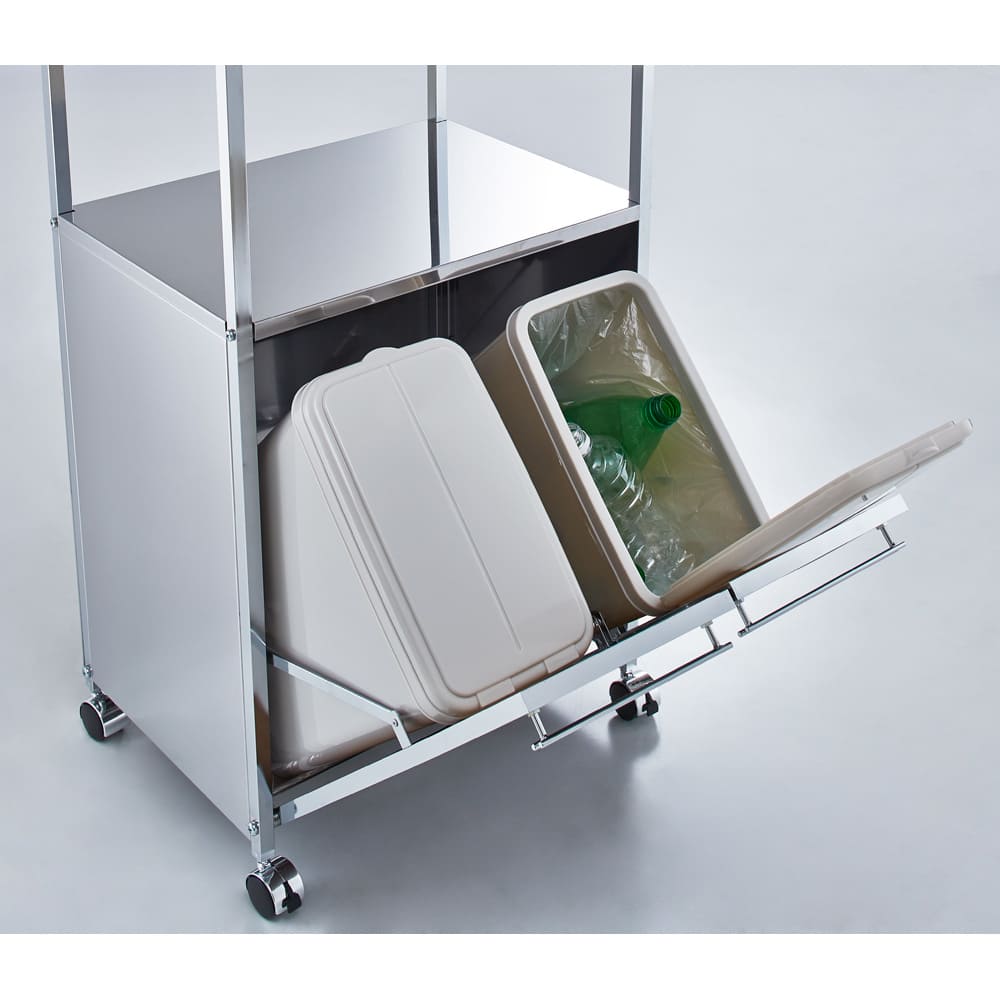 ステンレス作業台ワゴン ダスト3分別 幅73.5cm 通販 - ディノス