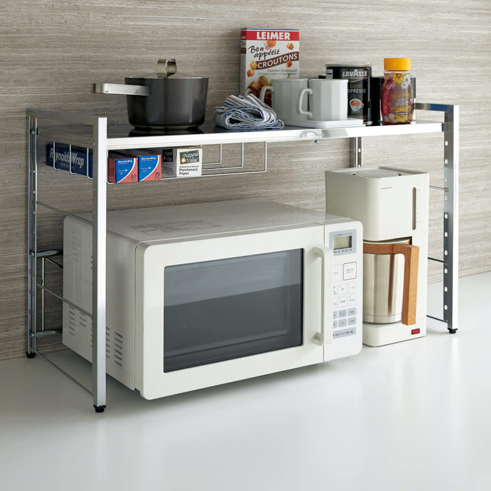 調理家電が置ける頑丈ステンレス伸縮天板ラック 1段タイプ 通販 - ディノス