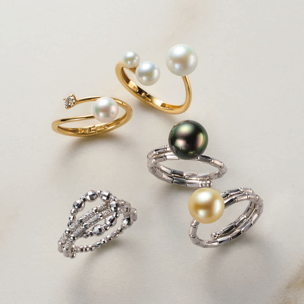 K18 8mmゴールド/黒蝶パール フリーリング 通販 - ディノス