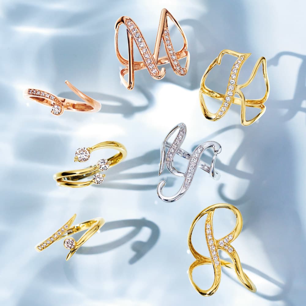 K18 ダイヤ イニシャル リング 通販 - ディノス