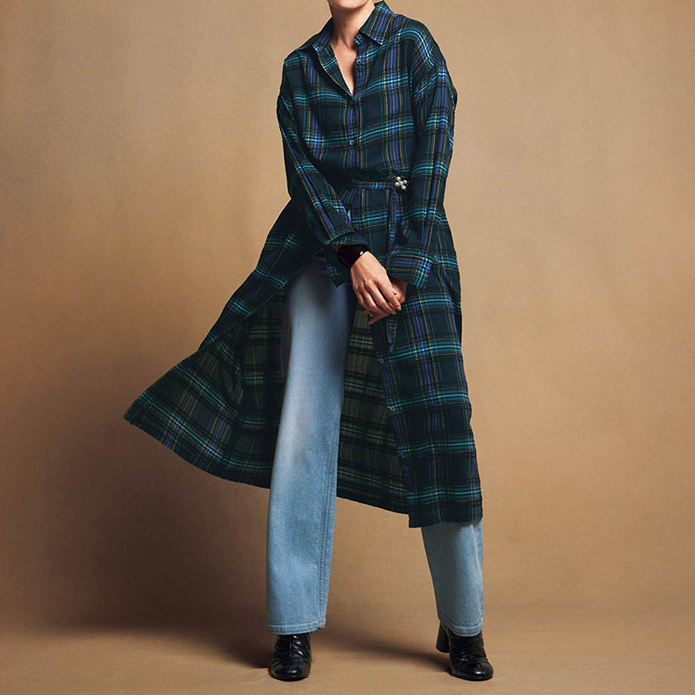 イタリア素材 モールチェック シャツワンピース 通販 - ディノス