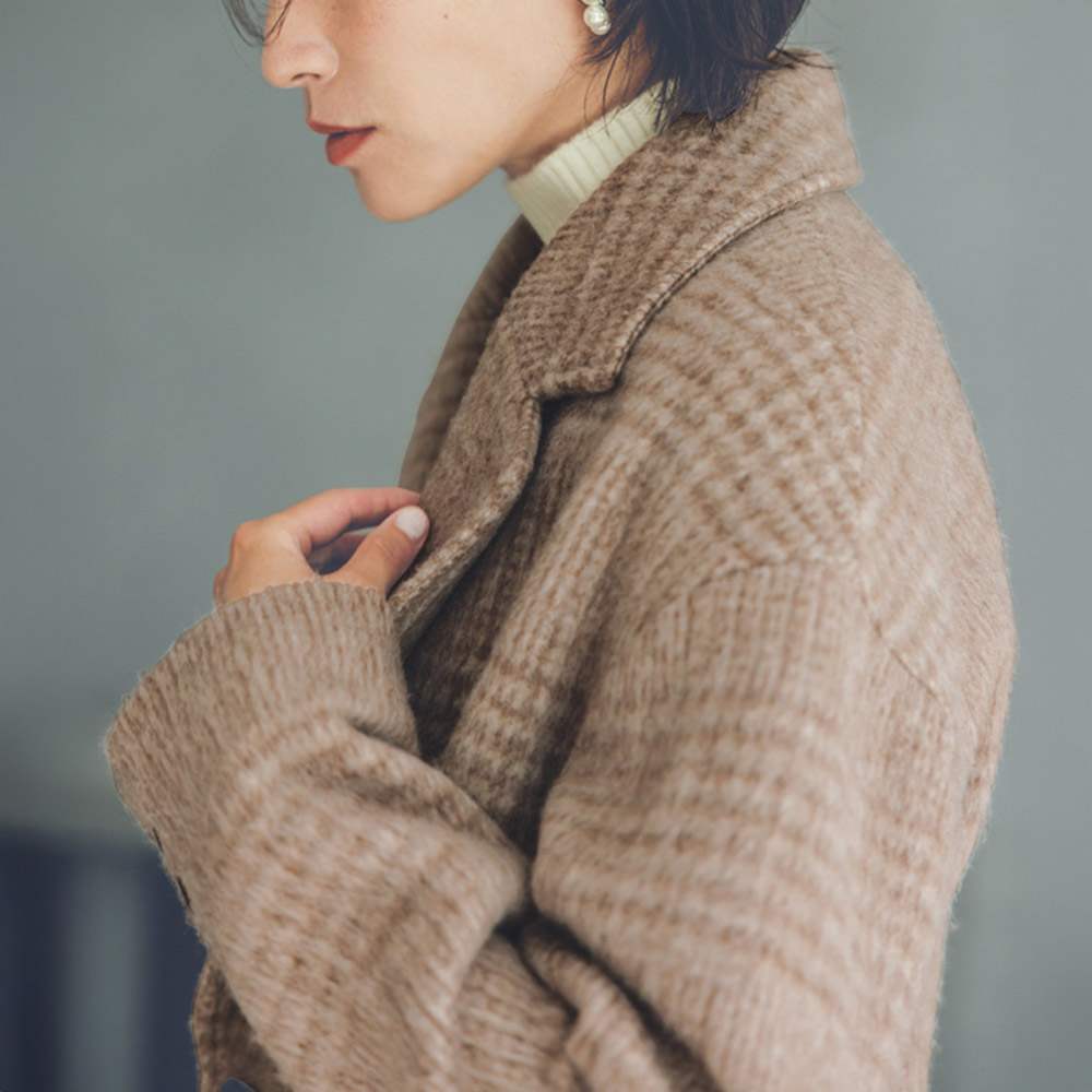 尾州産 ウール混シャギー チェック柄チェスターコート 通販 - ディノス