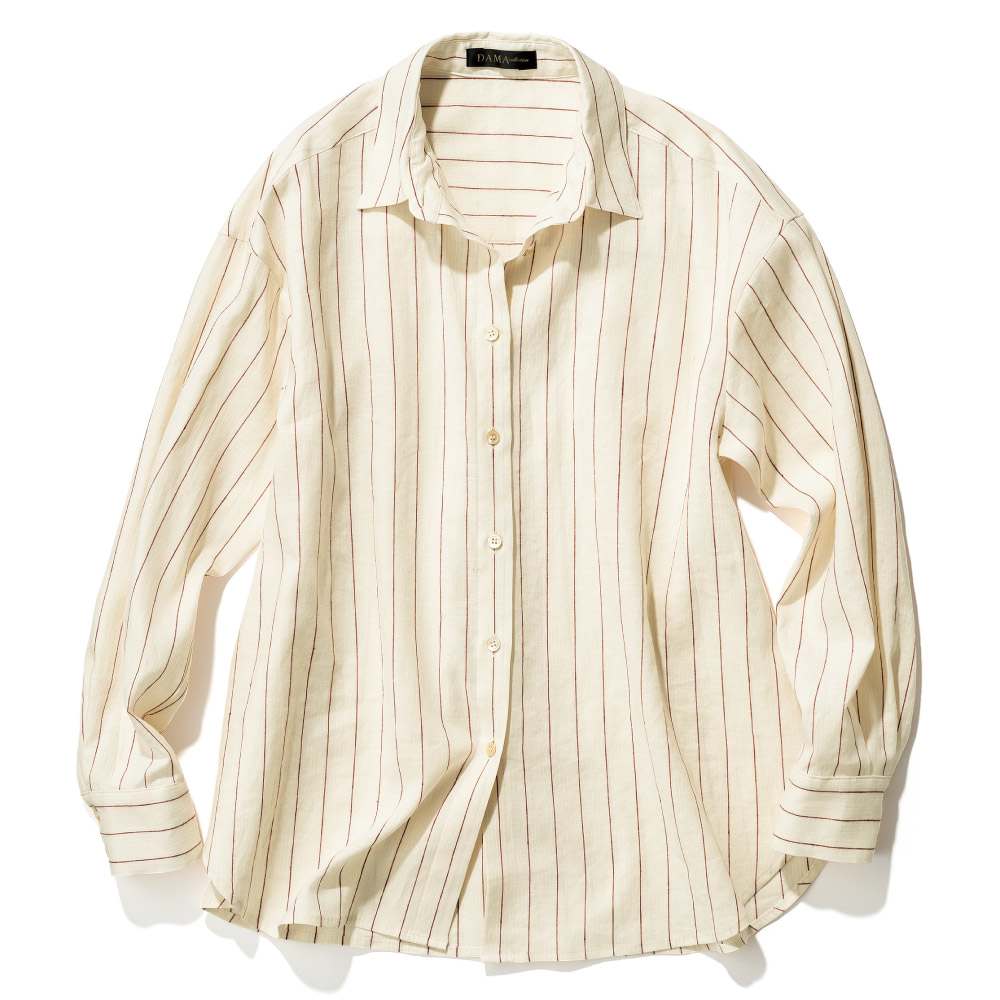 帝国繊維」リネン ストライプ シャツ 通販 - ディノス