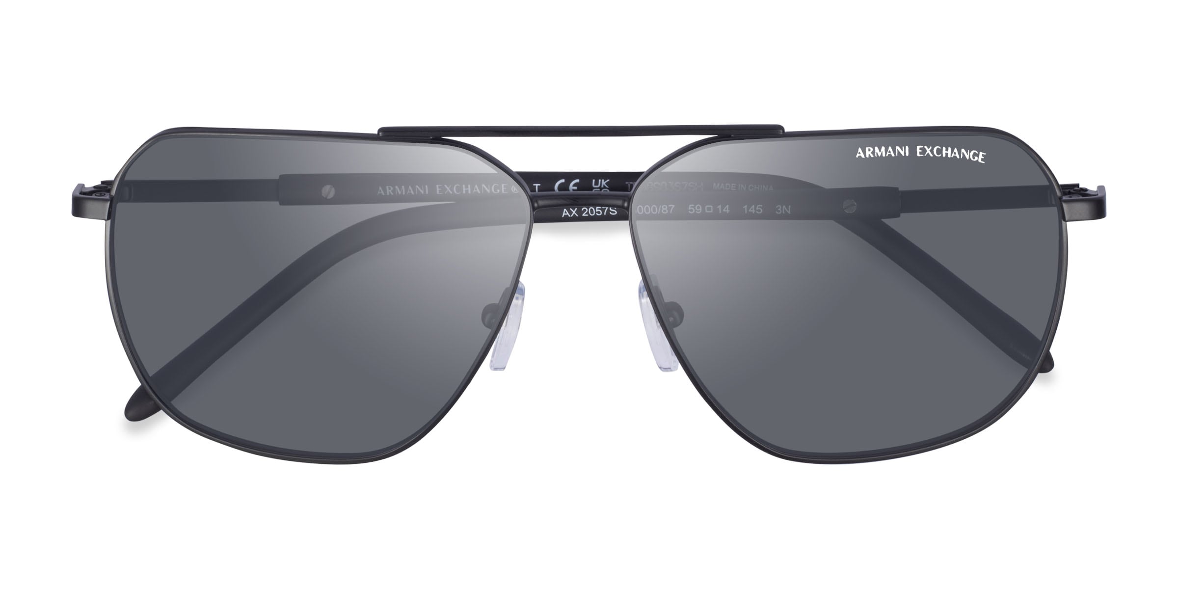 Armani Exchange AX2057S - Aviator Matte Black Frame Sunglasses For