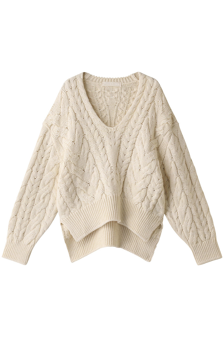 PRISTINE(プリスティン)｜ウールコットンケーブル柄セーター