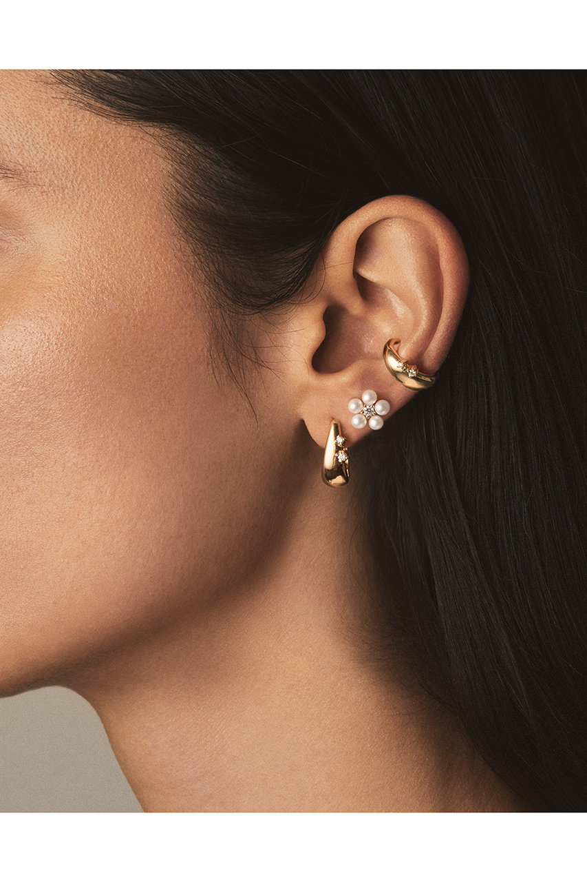 MIZUKI(ミズキ)｜SBE434 パール&ダイヤモンド フラワーピアス/イエロー