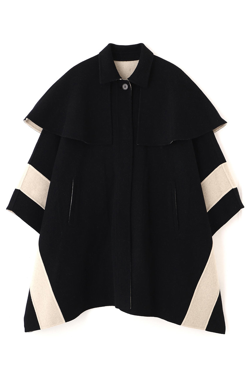 ADORE(アドーア)｜◇Ca混2TONEリバーケープコート/ブラック の