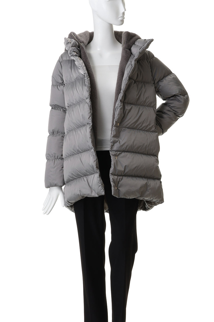 HERNO(ヘルノ)｜フェイクファーコンビダウンコート/ホワイト の通販