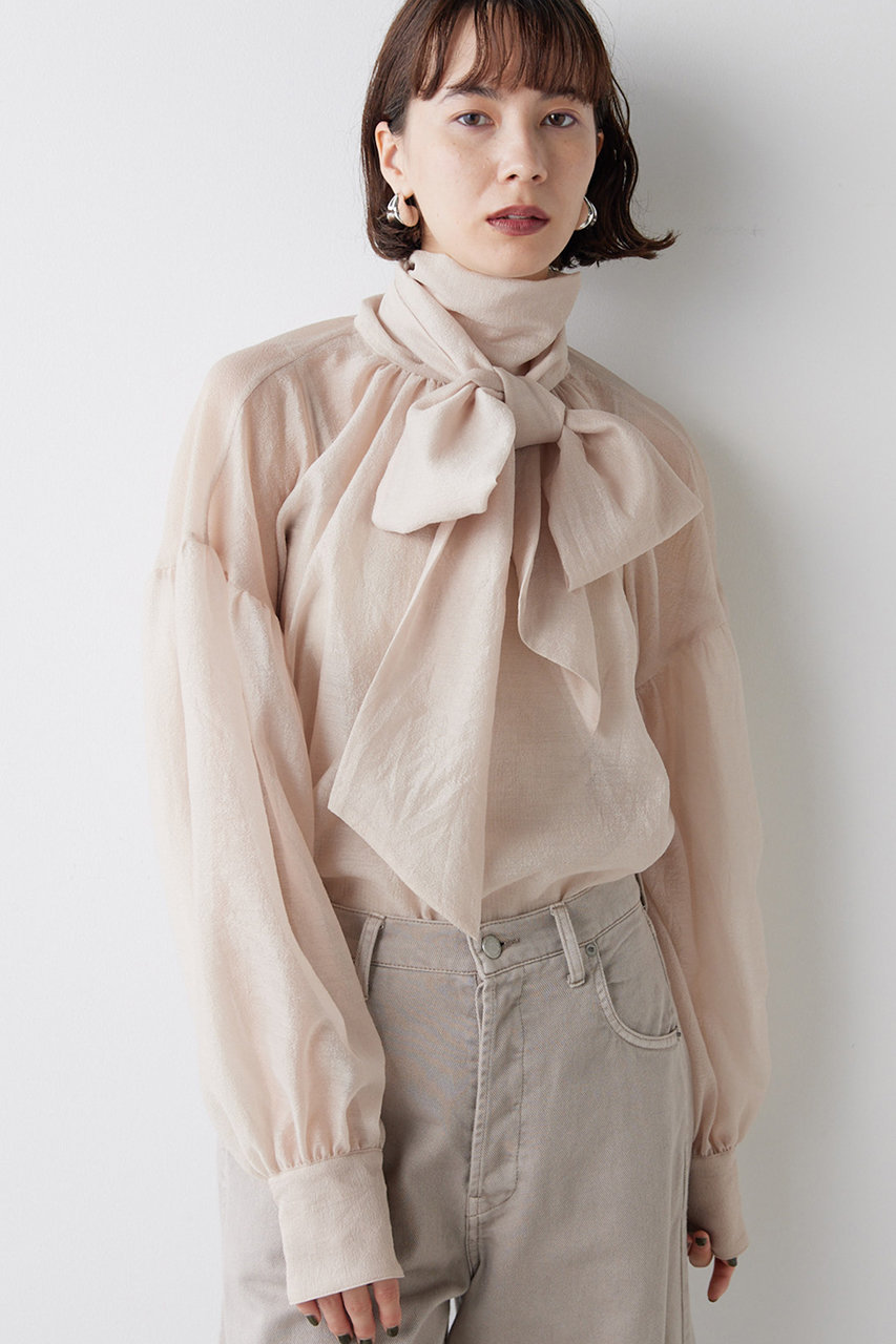 Whim Gazette(ウィム ガゼット)｜オーガンザボウブラウス/ベビーピンク