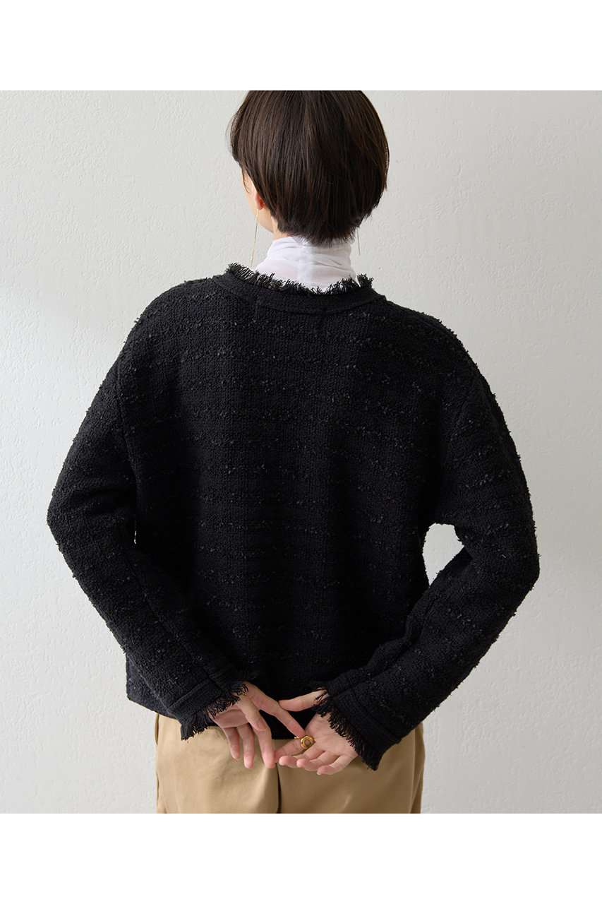Whim Gazette(ウィム ガゼット)｜ツィードニットジャケット/ブラック