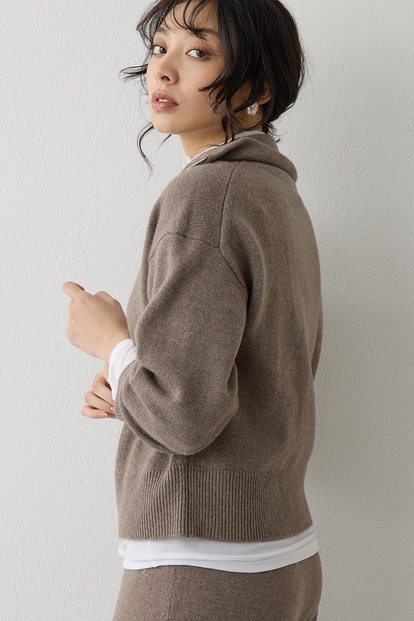 Whim Gazette(ウィム ガゼット)｜W/Ca ZIPニットプルオーバー/モカ の