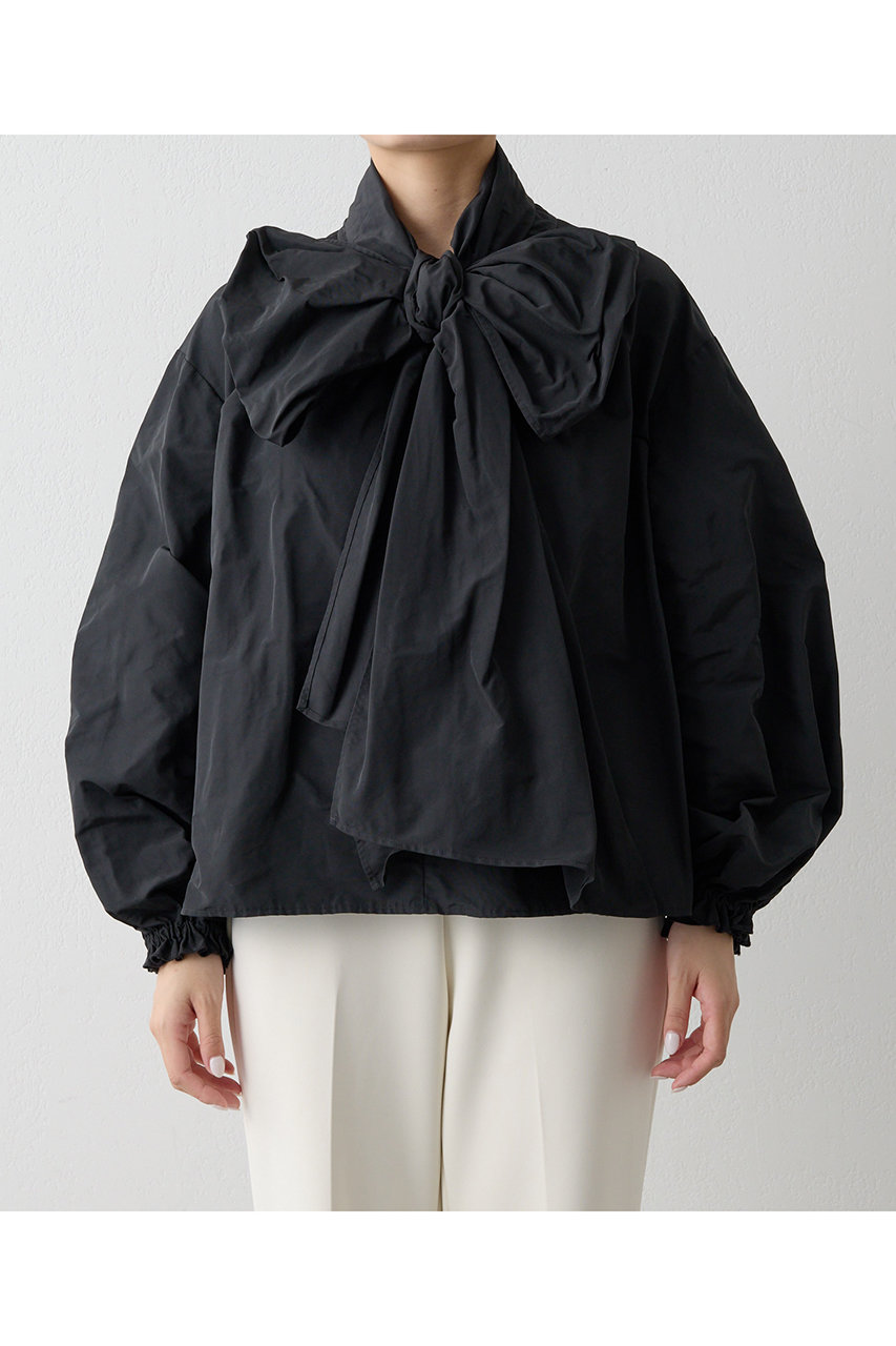 Whim Gazette(ウィム ガゼット)｜メモリータフタボウブラウス/ブラック