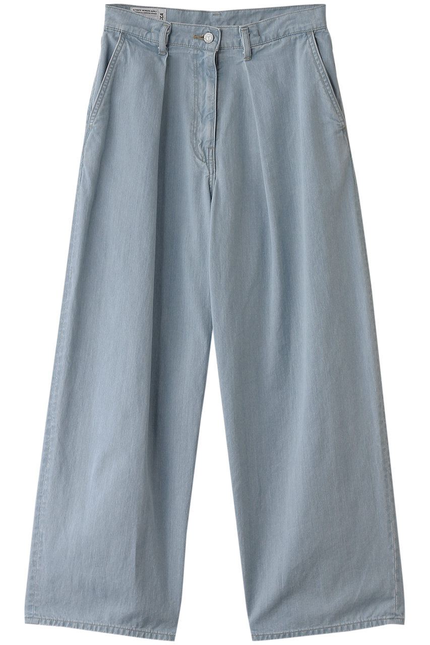 TICCA(ティッカ)｜ライトデニムタックワイドパンツ/ライトブルー の