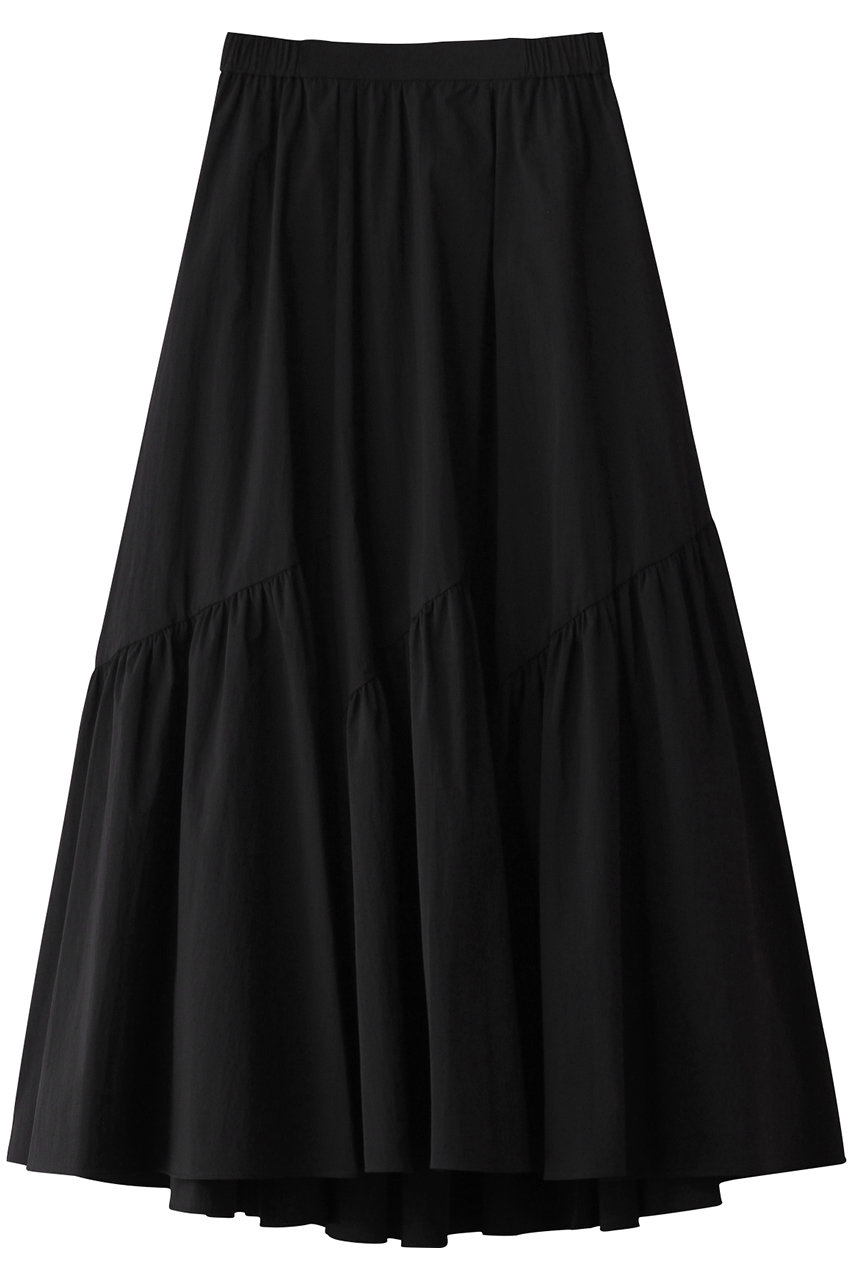 allureville(アルアバイル)｜バイヤス切替ギャザースカート A/ブラック