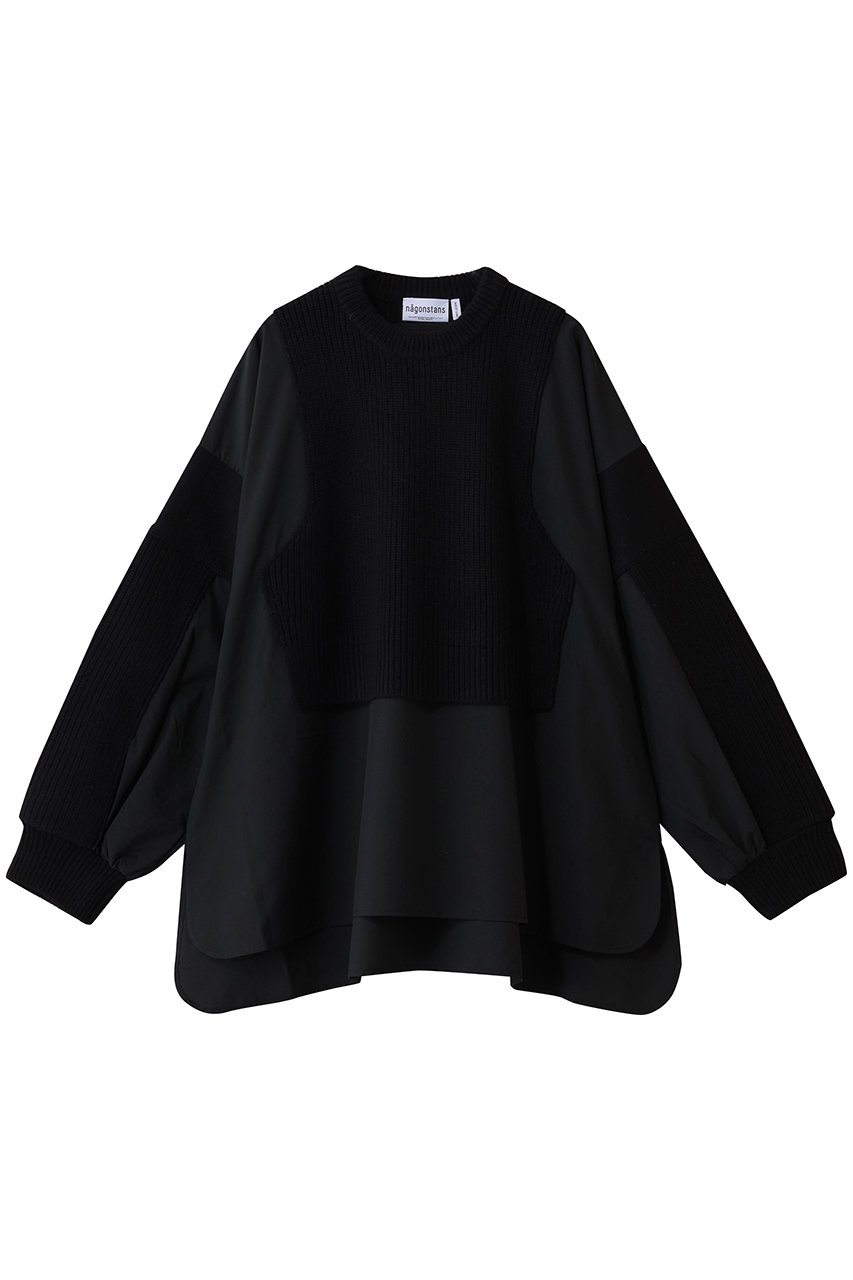 nagonstans(ナゴンスタンス)｜mix knit applique pullover/Black の