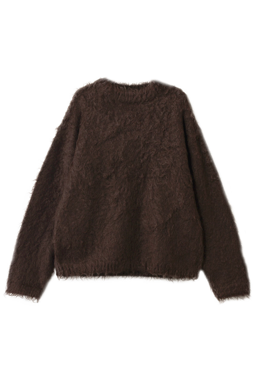 YLEVE(イレーヴ)｜モヘヤ ナッピング ニット プルオーバー/ブラウン の