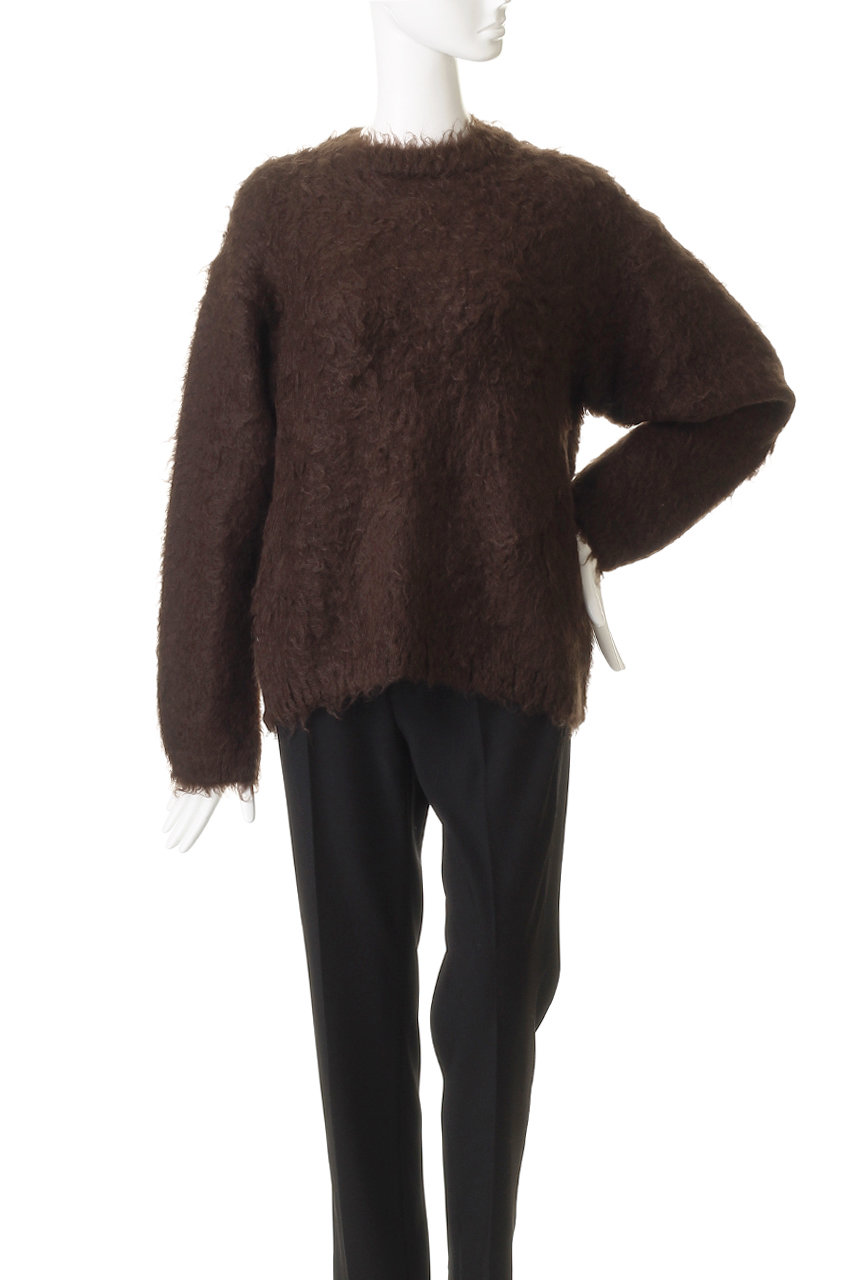 YLEVE(イレーヴ)｜モヘヤ ナッピング ニット プルオーバー/ブラウン の