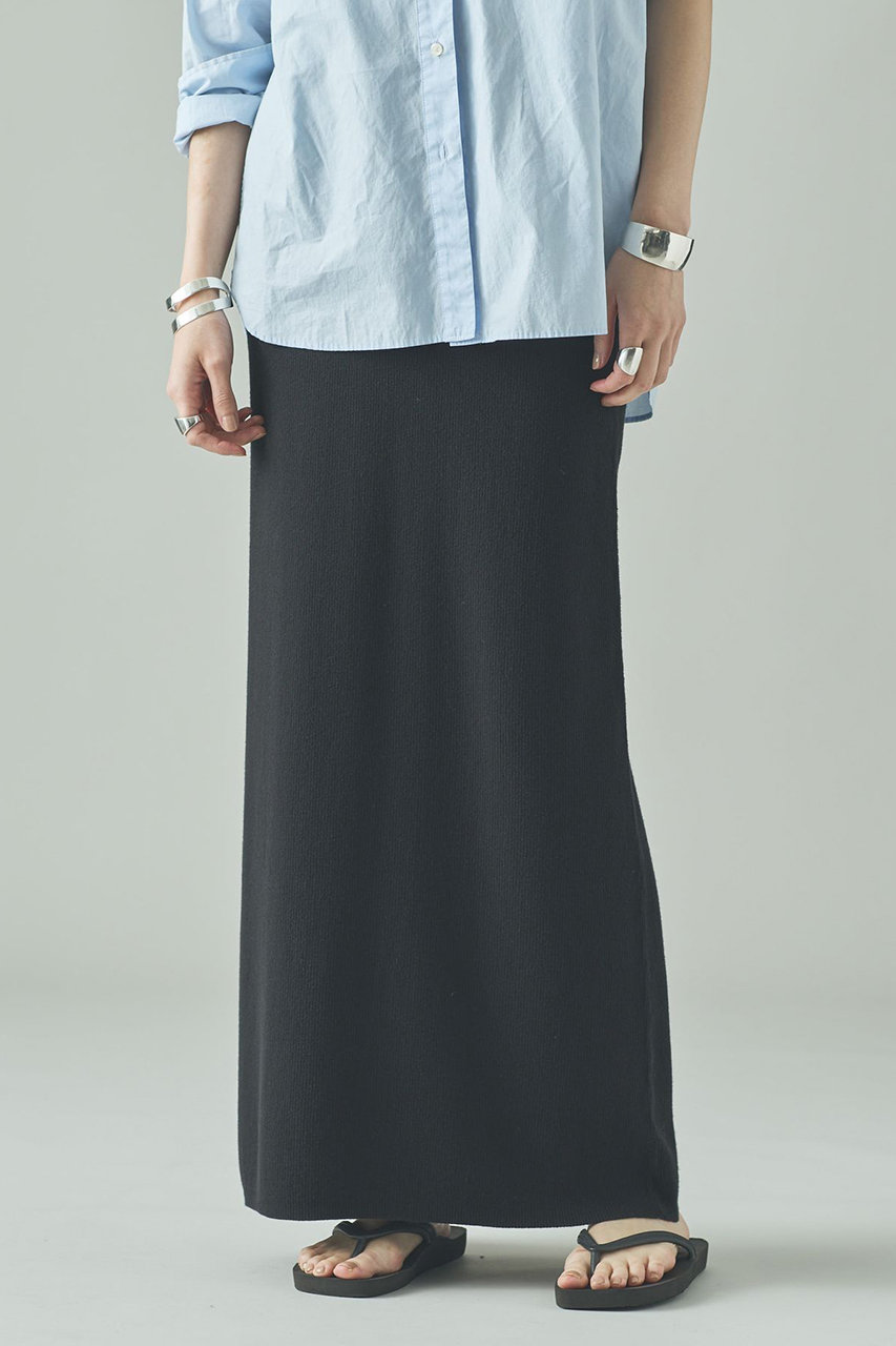 Curensology(カレンソロジー)｜コットンリブタイトスカート/ブラック