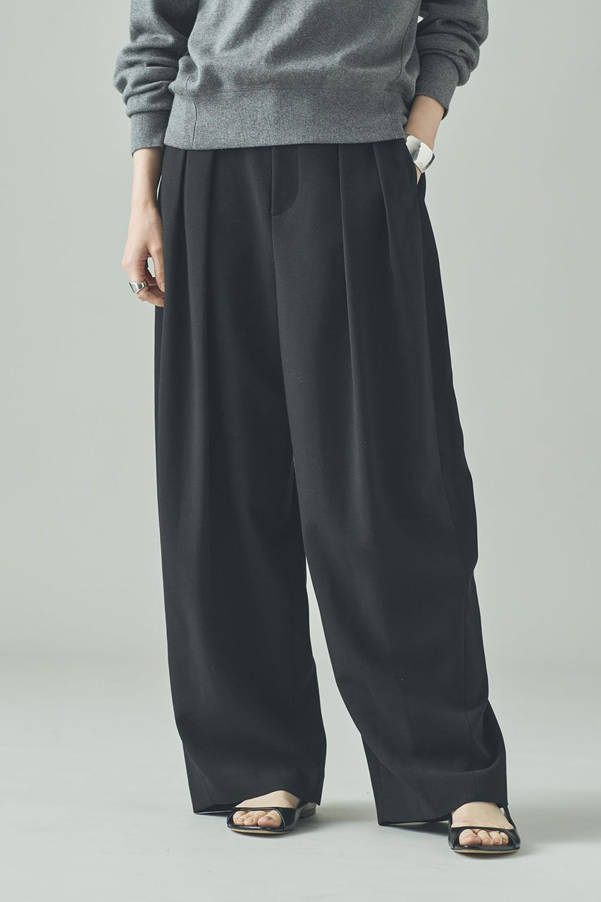 Curensology(カレンソロジー)｜ダブルクロスツータックパンツ/ブラック