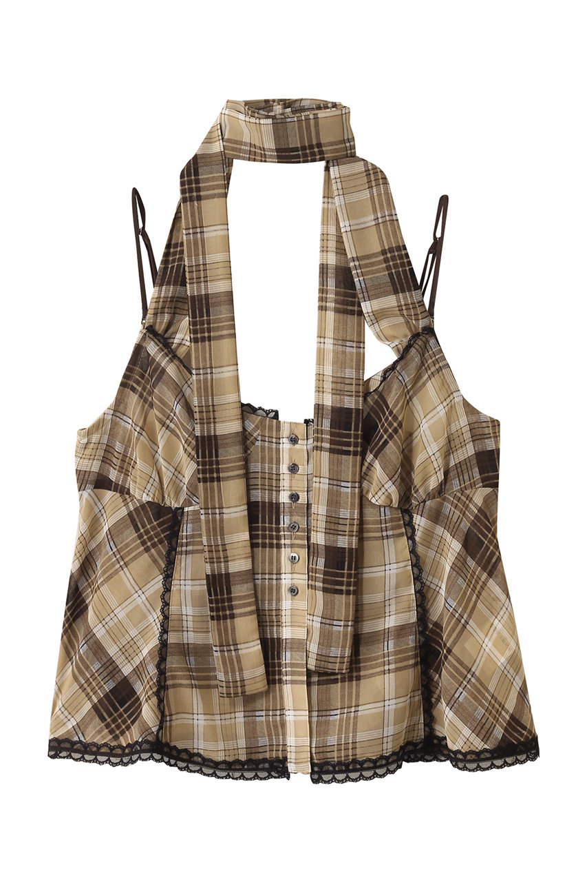 MAISON SPECIAL(メゾンスペシャル)｜Plaid Halter Peplum Sheer Tops
