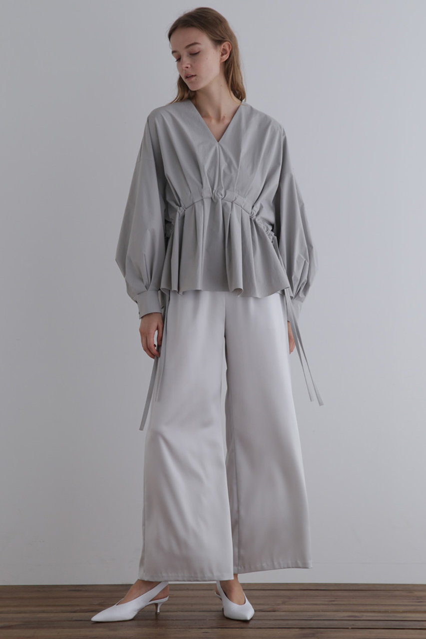 LE PHIL(ル フィル)｜ナイロンストレッチブロードブラウス/グレー の