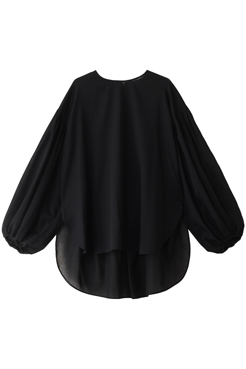 LE PHIL(ル フィル)｜ドライウールギャザーブラウス/ブラック の通販