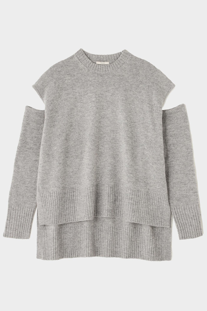 LE PHIL(ル フィル)｜ウールカシミアスリットニット/グレー の通販