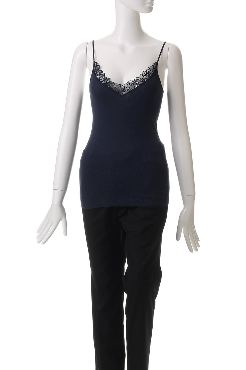 HANRO(ハンロ)｜レース付きキャミソール/ネイビー の通販｜ELLESHOP