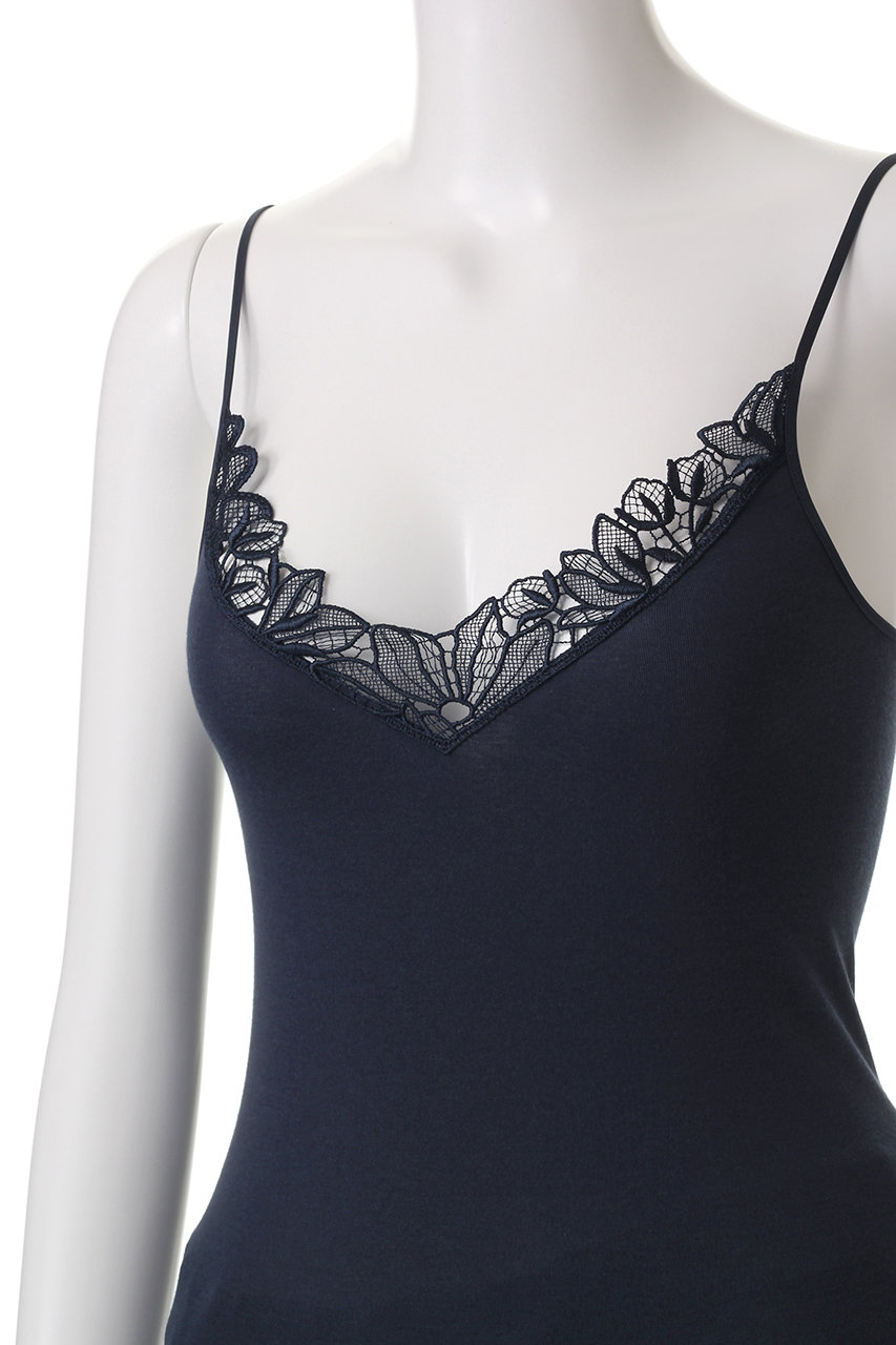 HANRO(ハンロ)｜レース付きキャミソール/ネイビー の通販｜ELLESHOP