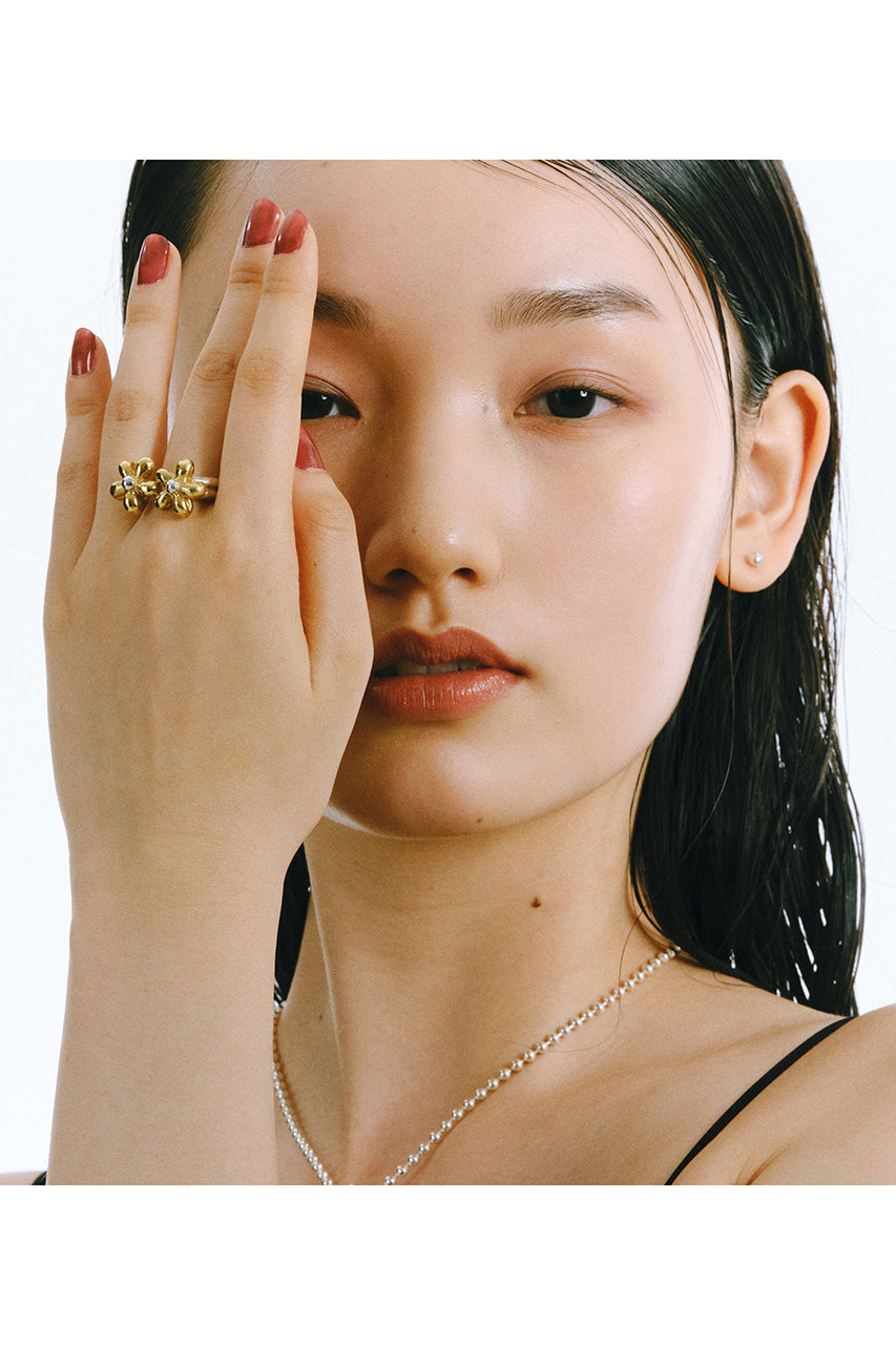 MAISON D'PULSE(メゾンドパルス)｜flower charm リング （silver/K24GP