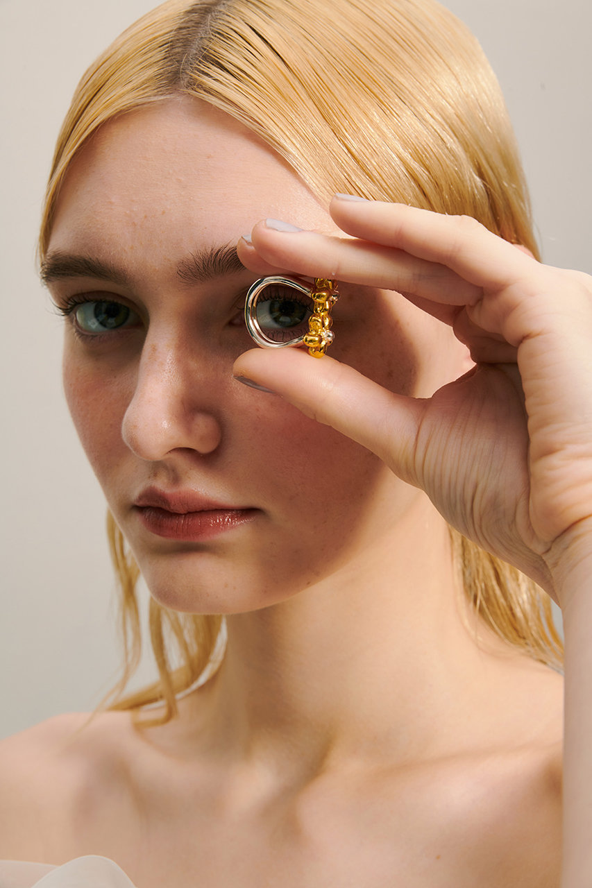 MAISON D'PULSE(メゾンドパルス)｜flower charm リング （silver/K24GP