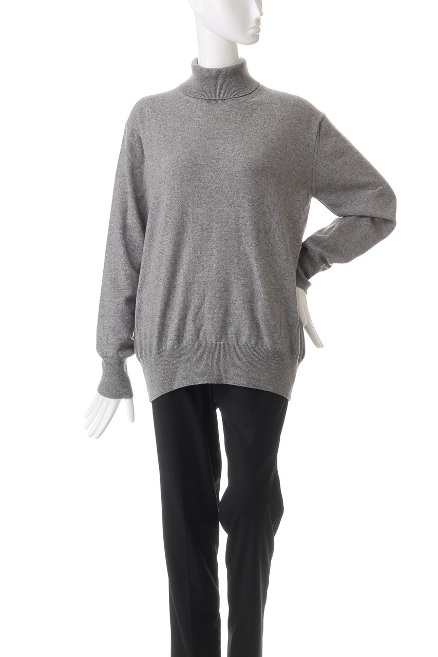j.(ジェイドット)｜シルクカシミヤタートルネックセーター/グレー の