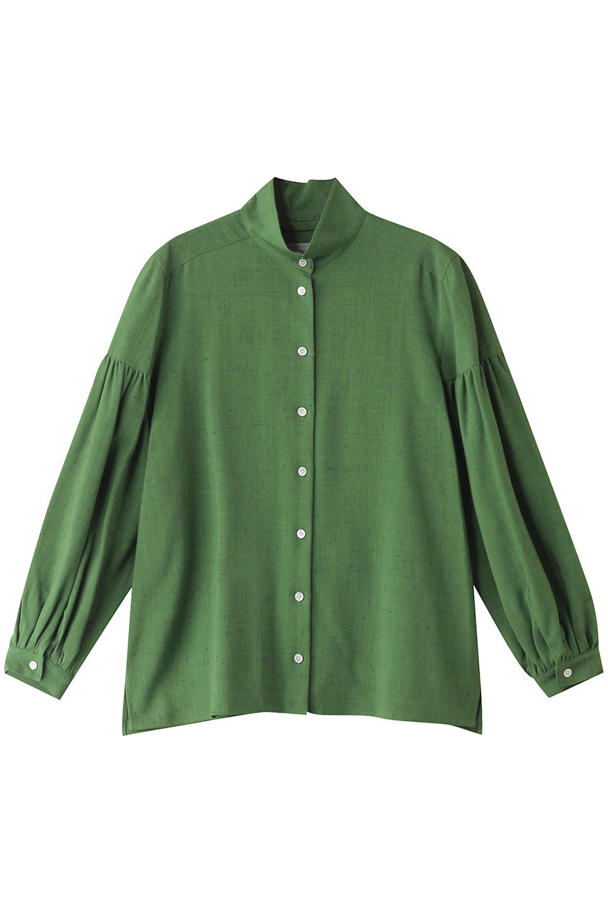 AUBRIOT(オブリオ)｜ビスコースシルクネップ シャツブラウス/モス