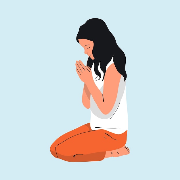 Praying girl | Premium Vector
