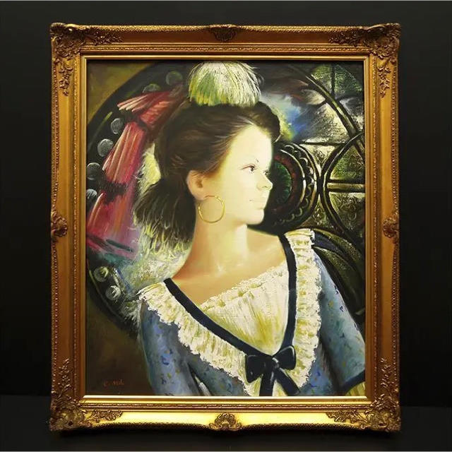 盧桄 呂光 ノウクヮン 油彩 20号 韓国天才画家 女性画 真作保証品の