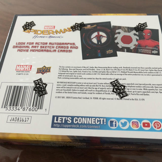 MARVEL - UPPER DECK Marvel スパイダーマン ホームカミング 未開封BOX
