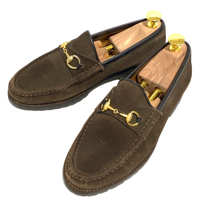 GUCCI - GUCCI 7 b ホースビットローファー スエード ブラウン