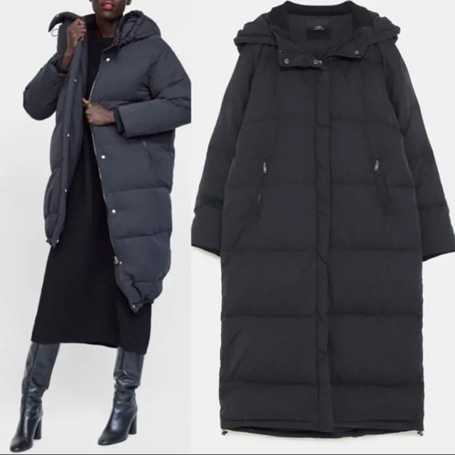 ZARA - お値下げ♪新品完売品ザラzaraロングダウンジャケット黒Sベンチ