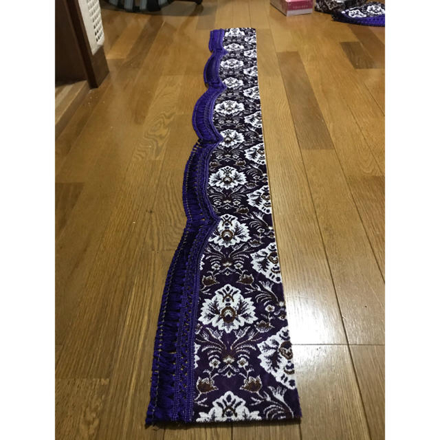 金華山 新格子 紫パープル フロントフリルカーテン デコトラ レトロの