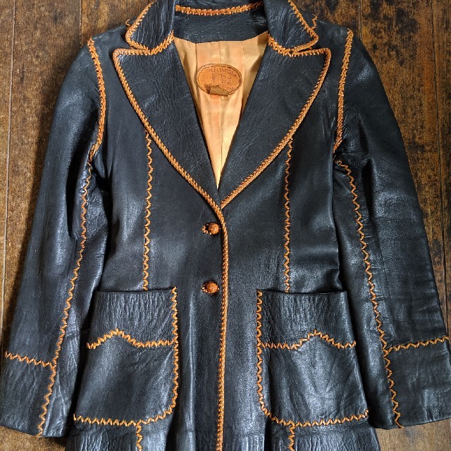 70年代 s ☆ ノースビーチ レザー ジャケット ヴィンテージ ヒッピーの