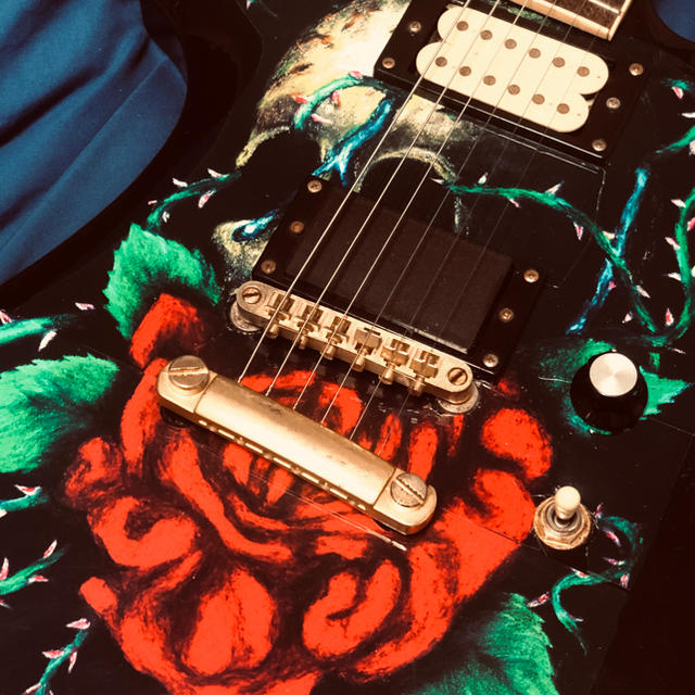 X-JAPAN ◇HIDEモデル風 ギター用 薔薇髑髏柄 自作ステッカーの通販 by