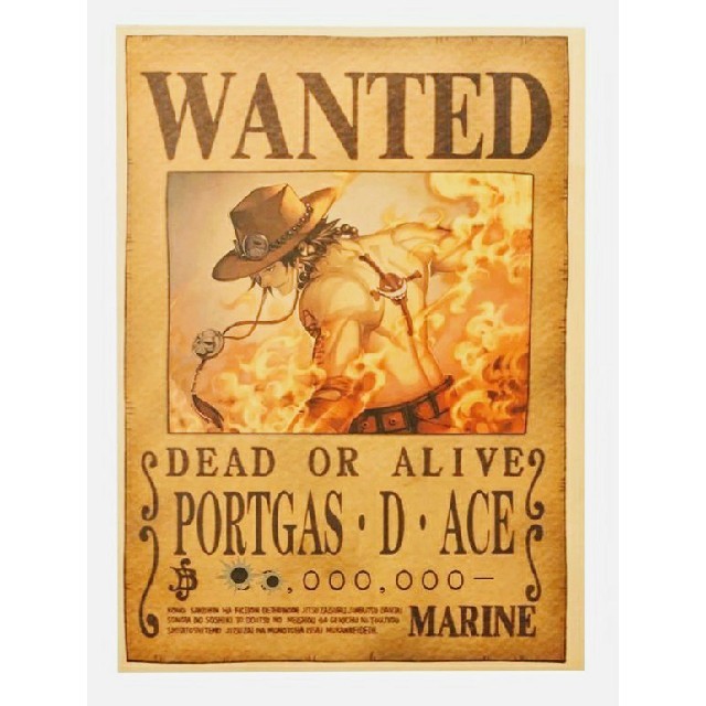 ◇ONE PIECE ワンピース 火拳のエース 手配書 クラフト紙ポスターの