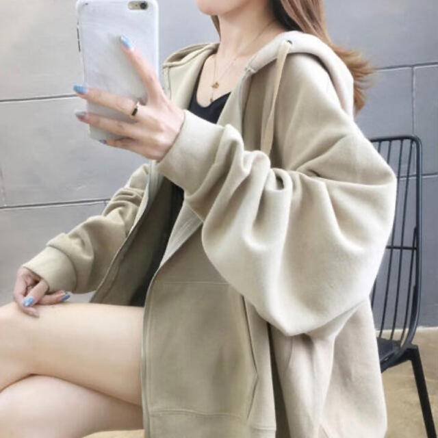 オーバーサイズジップパーカー Lサイズ 新品 未使用 ベージュ フード