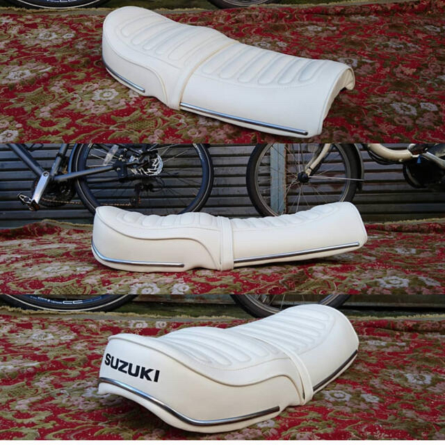 gt380 艶無し白 純正柄シート 純正モール付きの通販 by makome's shop