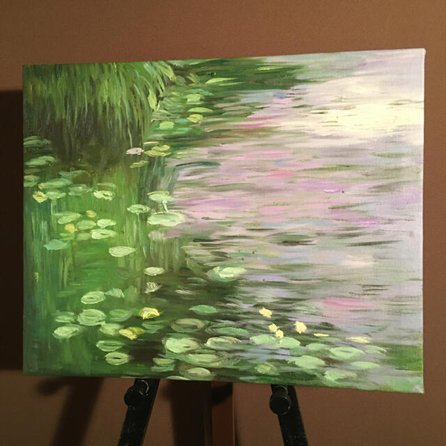 手書き油絵 クロード・モネ 睡蓮の池 インテリア 絵画 置物 油彩画の