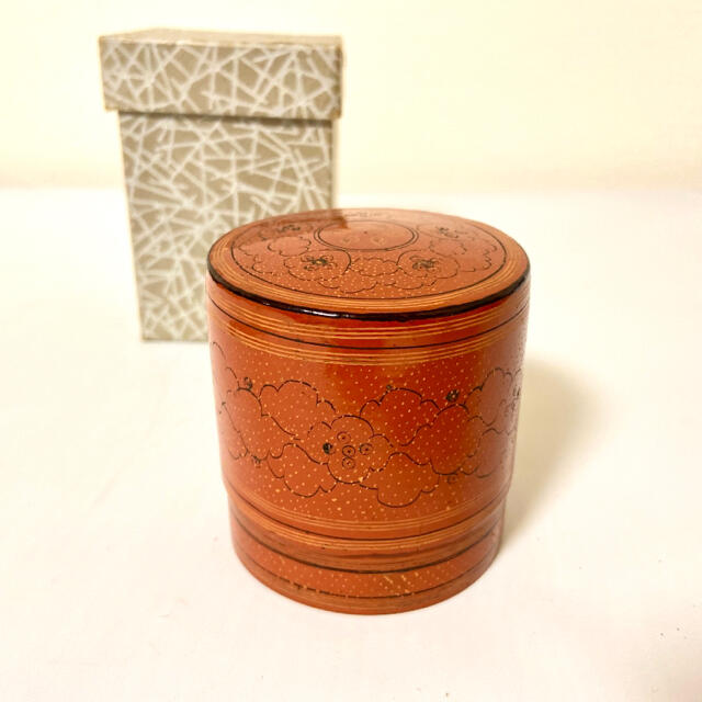 茶道具 朱漆 キンマ 蒟醤 ミャンマー漆器 ビルマ 籃胎漆器 香合 棗の